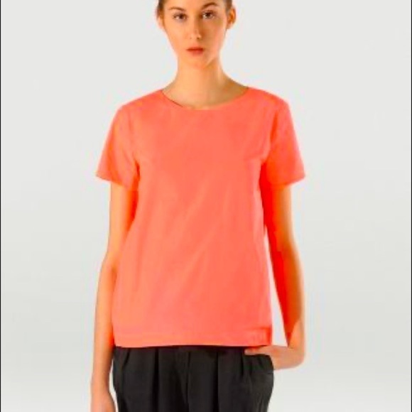 MAJE ATAFRE Neon Pink Shell Top Size 2 Parachute Retro Short Sleeve Casual - Picture 1 of 5